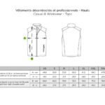Guide des tailles Gilet Softshell Guide des tailles Gilet Softshell